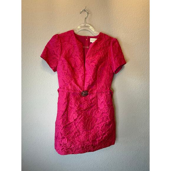 NWT Sachin + Babi Rue Cloque Belted Mini A-Line Dress Fuchsia Pink Womens Size 4 - Picture 3 of 5